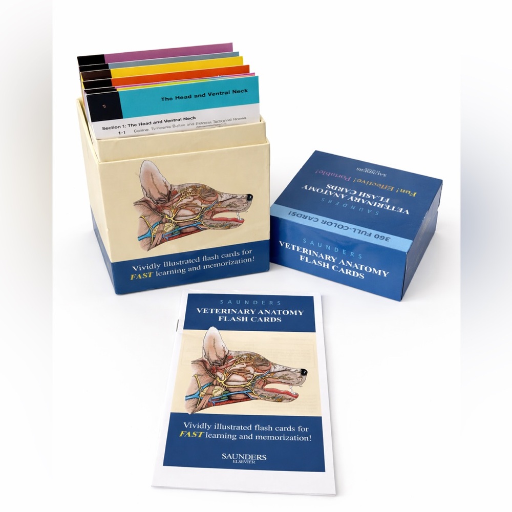 Saunders Veterinary Anatomy Flash Cards 360 Complete Vet Med Study set Elsevier